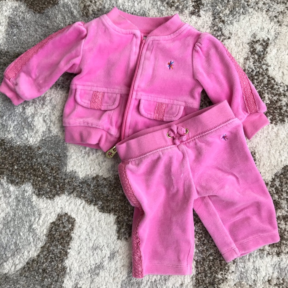 Truly Scrumptious brand newbornpink velvet outfit